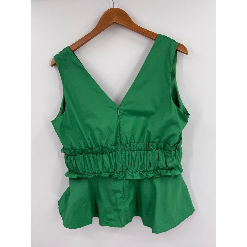 Express V-Neck Ruffle Peplum Tank | Green | Medium - Picture 4 of 8